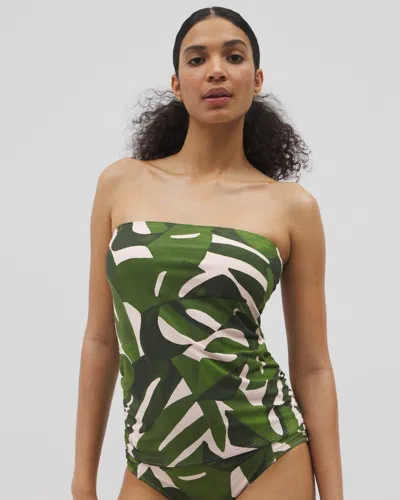 SOMA WOMEN'S SOMA SWIM BANDEAU TANKINI TOP IN GREEN SIZE MEDIUM