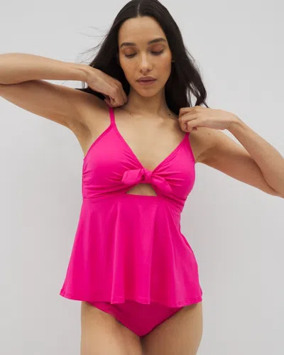 SOMA WOMEN'S SOMA SWIM FLYAWAY TANKINI TOP IN PINK SIZE SMALL