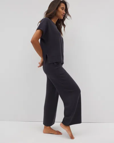 SOMA WOMEN'S SWEATER WIDE-LEG CROP PANTS IN BLUE SIZE XS | SOMA