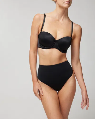 SOMA WOMEN'S VANISHING TUMMY HIGH-WAIST THONG PANTY IN BLACK SIZE LARGE | SOMA