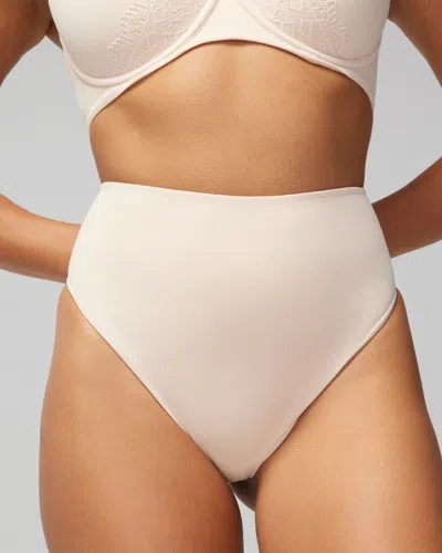 SOMA WOMEN'S VANISHING TUMMY HIGH-WAIST THONG PANTY IN LIGHT NUDE SIZE 2XL | SOMA