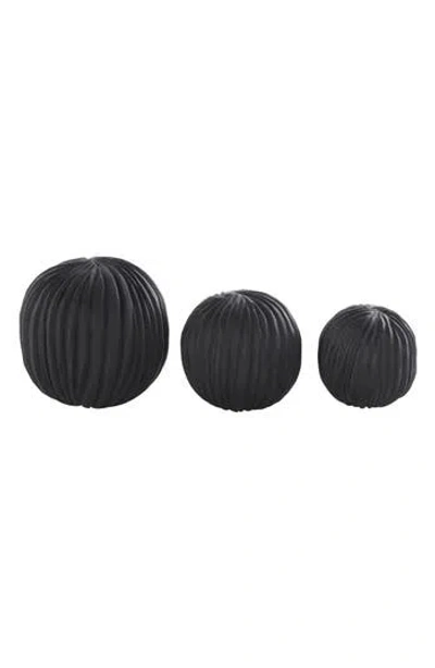 SONOMA SAGE HOME SONOMA SAGE HOME 3-PIECE BLACK TEAK WOOD DECORATIVE ORBS