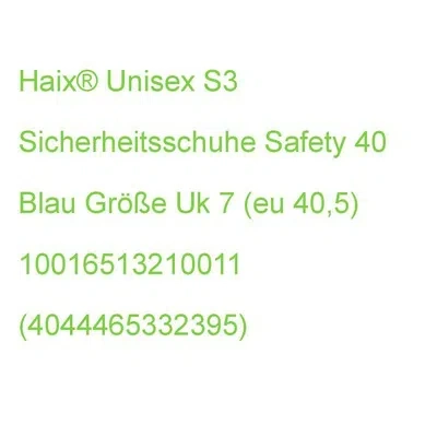 SONSTIGE HAIX® UNISEX S3 SICHERHEITSSCHUHE SAFETY 40 BLAU GRÖSSE UK 7 (EU 40,5) 1001651321