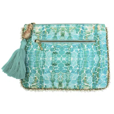 SOPHIA ALEXIA WOMEN'S GREEN AQUA PEBBLES CLUTCH BAG