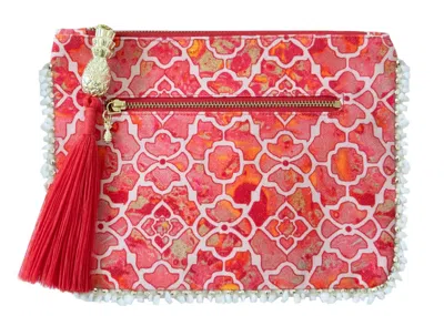 SOPHIA ALEXIA WOMEN'S RED MARBLE MOSAIC CLUTCH BAG