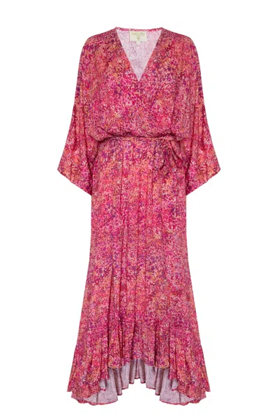 SOPHIA ALEXIA WOMEN'S RED SUNSET SHOWER MOZAMBIQUE MIDAXI DRESS