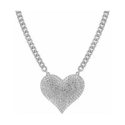 SOPHIA COLLECTION RHINESTONE HEART PENDANT NECKLACE - VALENTINE'S ELEGANCE IN SILVER