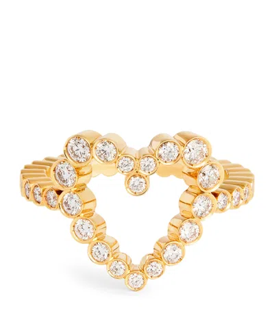SOPHIE BILLE BRAHE YELLOW GOLD AND DIAMOND ENSEMBLE HEART RING