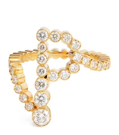 SOPHIE BILLE BRAHE YELLOW GOLD AND DIAMOND ENSEMBLE ‘P' RING