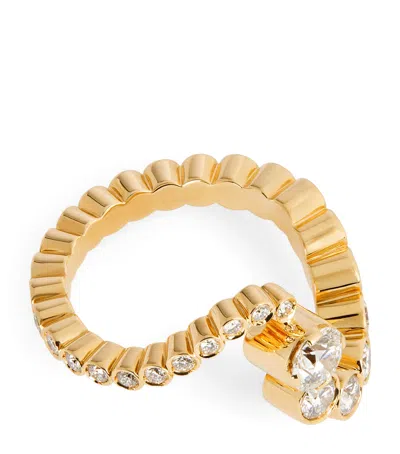 SOPHIE BILLE BRAHE YELLOW GOLD AND DIAMOND GRAND ENSEMBLE OCEAN RING