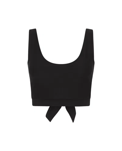 SOPHIE CAMERON DAVIES WOMEN'S BLACK GEOMETRIC LACE BACK CROP TOP