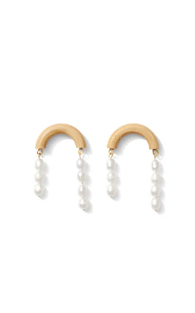 SOPHIE MONET PEARL RAIN WOODEN DROP EARRINGS