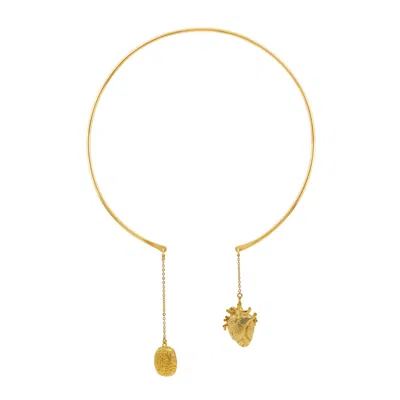 SOPHIE SIMONE DESIGNS WOMEN'S GOLD CHOKER HEART AND BRAIN