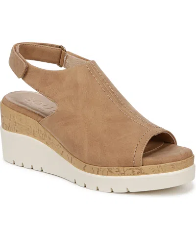 SOUL NATURALIZER WOMEN'S GISELLE PEEP TOE SLINGBACK WEDGE SANDALS