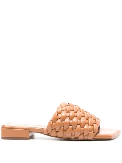 SOULIERS MARTINEZ ASTER INTERWOVEN LEATHER SANDALS