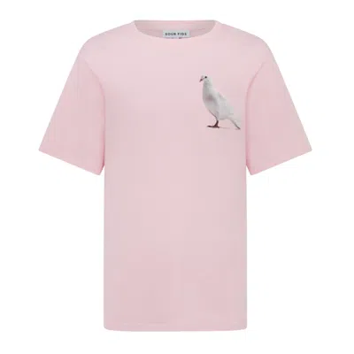 SOUR FIGS WOMEN'S STANDING DOVE PRINT UNISEX T-SHIRT IN PINK