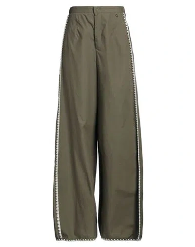 SOUVENIR SOUVENIR WOMAN PANTS MILITARY GREEN SIZE XS COTTON