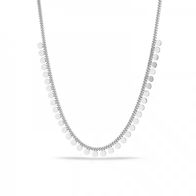 SPERO LONDON WOMEN'S DISK CHARM COIN CHAIN NECKLACE IN STERLING SILVER - SILVER