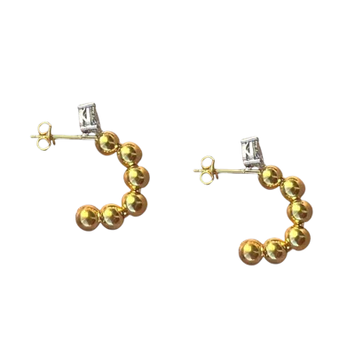 SPERO LONDON WOMEN'S GOLD SIX BEAD BAGUETTE STONE STERLING SILVER EARRING