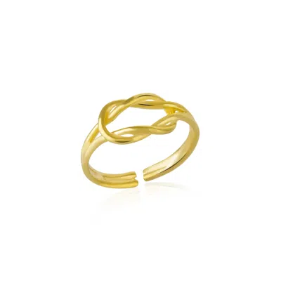 SPERO LONDON WOMEN'S KNOT STERLING SILVER ADJUSTABLE RING - GOLD