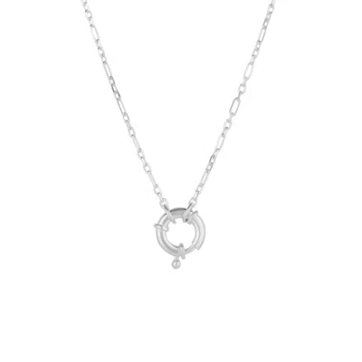 SPERO LONDON WOMEN'S LARGE LOCK STERLING SILVER CHAIN NECKLACE - SILVER