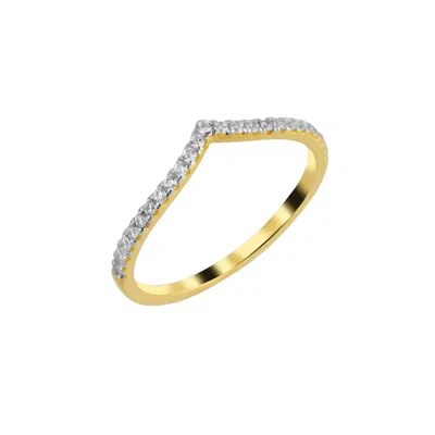 SPERO LONDON WOMEN'S PAVE WISHBONE V STERLING SILVER RING - GOLD