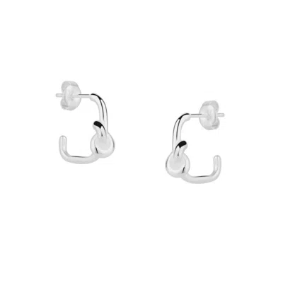 SPERO LONDON WOMEN'S SEMI HOOP KNOT STERLING SILVER EARRINGS - SILVER