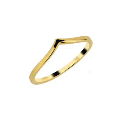 SPERO LONDON WOMEN'S STERLING SILVER PLAIN POLISHED WISHBONE V RING - GOLD