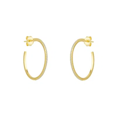 SPERO LONDON WOMEN'S STERLING SILVER STUD HOOP EARRING - GOLD