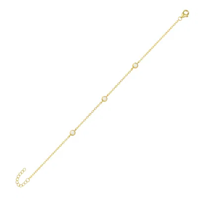 SPERO LONDON WOMEN'S WHITE OPAL STERLING SILVER BRACELET IN GOLD
