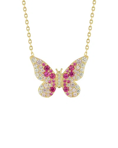 SPHERA MILANO SPHERA MILANO 14K OVER SILVER CZ BUTTERFLY NECKLACE