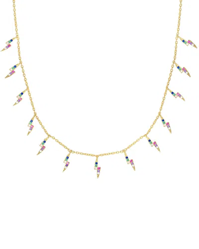 SPHERA MILANO SPHERA MILANO 18K OVER SILVER CZ LIGHTNING BOLT NECKLACE