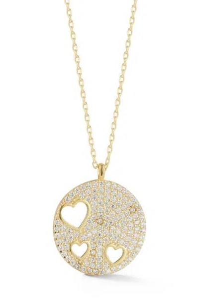 SPHERA MILANO SPHERA MILANO PAVÉ CUBIC ZIRCONIA HEART MEDALLION PENDANT NECKLACE