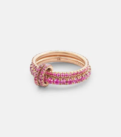 SPINELLI KILCOLLIN DELPHINUS ROUGE PETITE DEUX 18KT GOLD RING WITH SAPPHIRES AND RUBIES