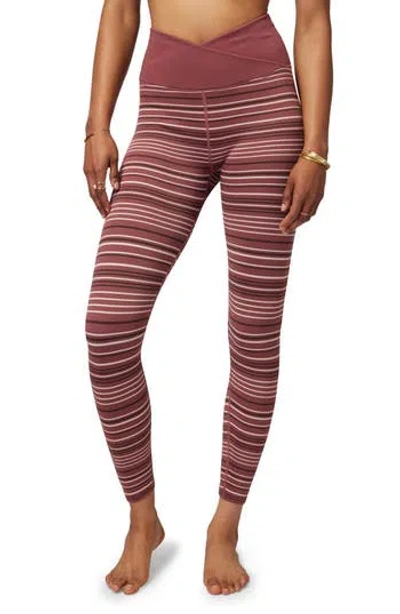 SPIRITUAL GANGSTER SPIRITUAL GANGSTER LOVE SCULPT STRIPE CROSSOVER WAIST RIB 7/8 LEGGINGS