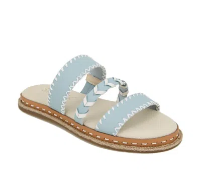 SPLENDID CAIA SANDALS WOMENS US 8 AQUA BLUE LEATHER BRAIDED STRAP SLIP-ON KHD637