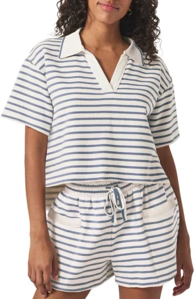 SPLENDID SPLENDID CASSIE STRIPE TERRY JOHNNY COLLAR POLO