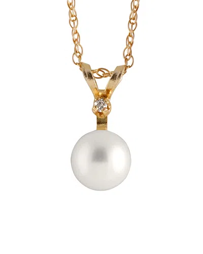 SPLENDID PEARLS SPLENDID PEARLS 14K 0.01 CT. TW. DIAMOND & 5-5.5MM AKOYA PEARL NECKLACE