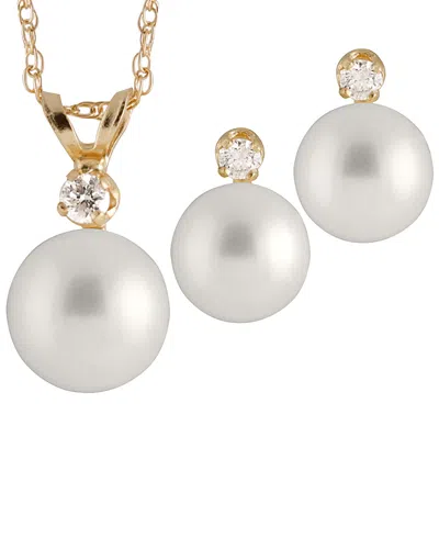 SPLENDID PEARLS SPLENDID PEARLS 14K 0.15 CT. TW. DIAMOND PEARL SET