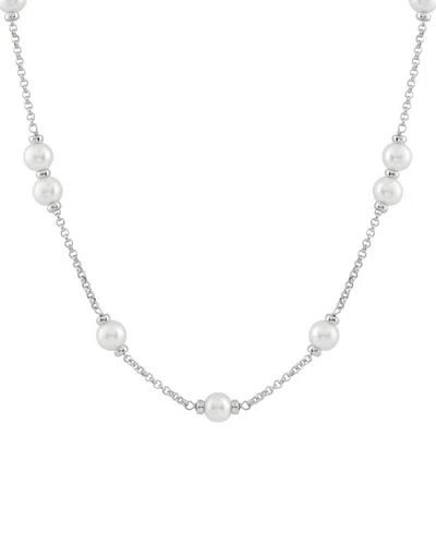 SPLENDID PEARLS SPLENDID PEARLS RHODIUM PLATED SILVER 8.5-9MM PEARL NECKLACE