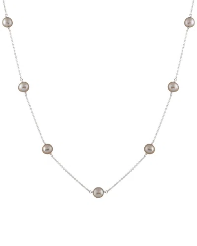 SPLENDID PEARLS SPLENDID PEARLS SILVER 7-8MM FRESHWATER PEARL NECKLACE