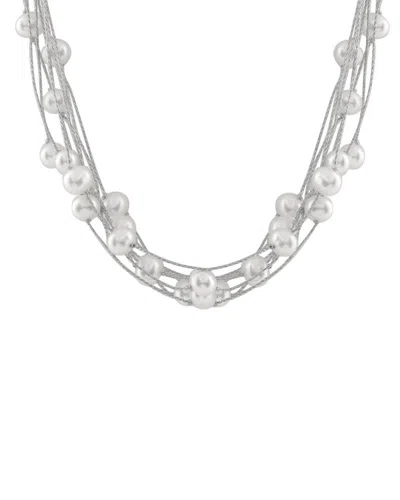 SPLENDID PEARLS SPLENDID PEARLS SILVER 7-8MM FRESHWATER PEARL NECKLACE