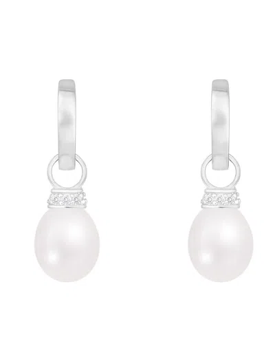 SPLENDID PEARLS SPLENDID PEARLS SILVER 8-8.5MM PEARL CZ EARRINGS