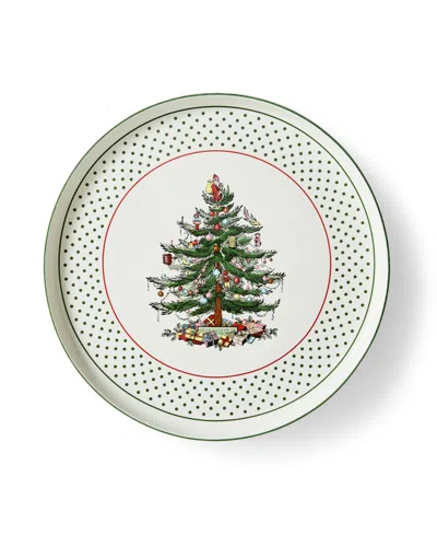 SPODE CHRISTMAS TREE POLKA DOT LAZY SUSAN PLATE, 13"