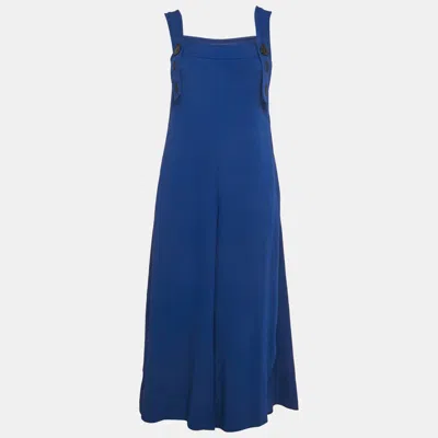 SPORTMAX BLUE CREPE SHOULDER STRAP JUMPSUIT XS