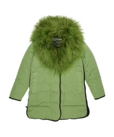 SPORTMAX DOWN JACKET WITH HAIRY COLLAR