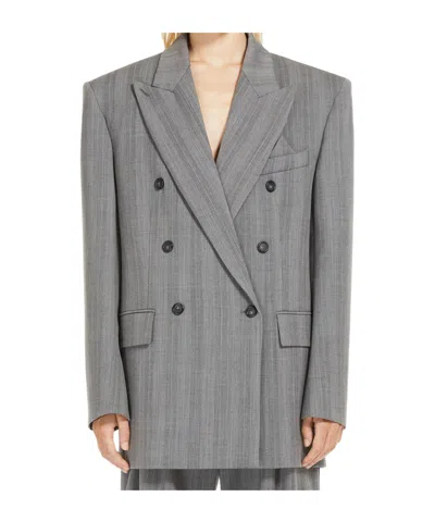 SPORTMAX SPORTMAX STRIPED DOUBLE-BREASTED LONG-SLEEVED JACKET