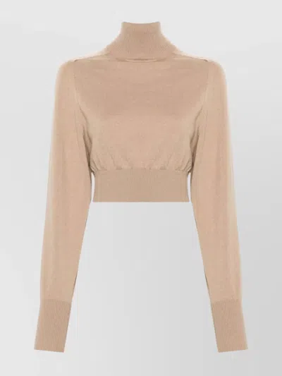 SPORTMAX WOOL CROPPED RIBBED TURTLENECK SWEATER