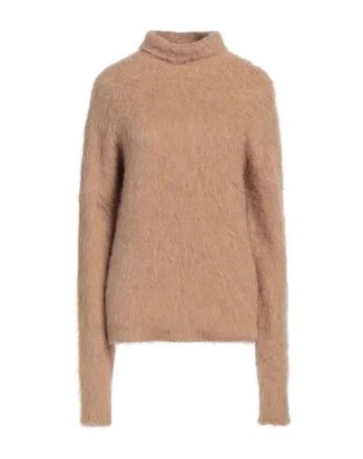 SPORTMAX SPORTMAX WOMAN TURTLENECK CAMEL SIZE M ALPACA WOOL, POLYAMIDE, ELASTANE