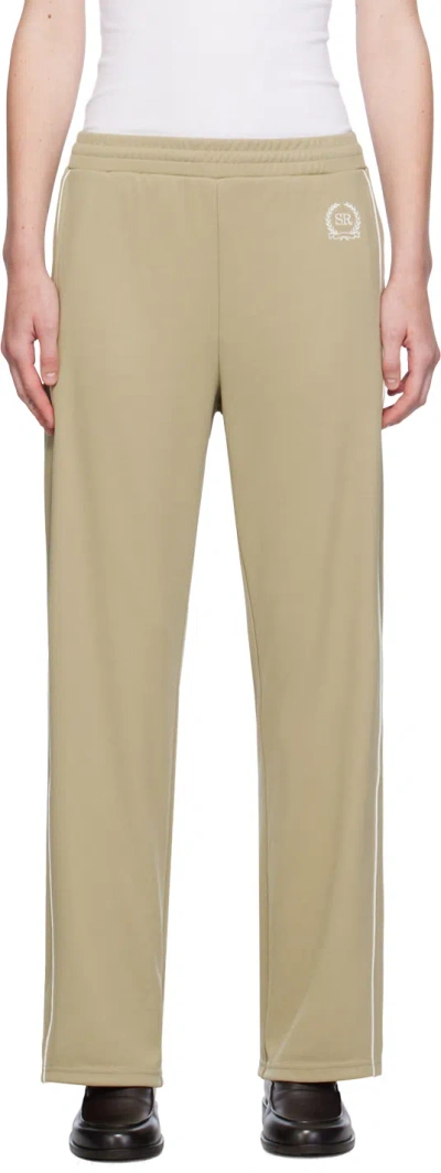 SPORTY AND RICH BEIGE GOLF EMBROIDERED TRACK PANTS